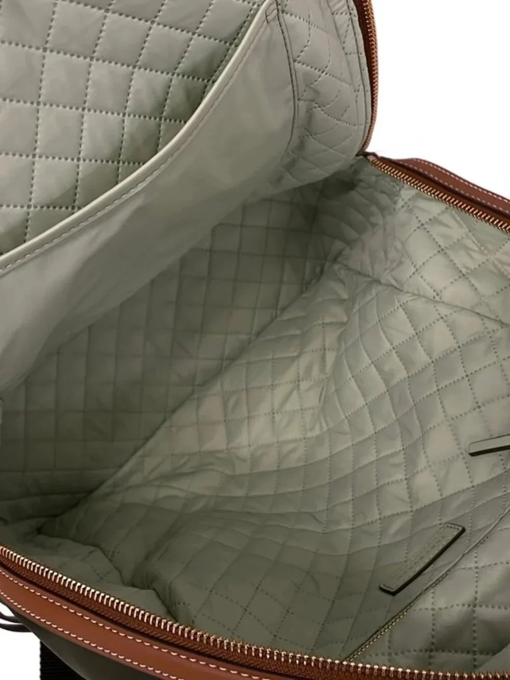 TORY BURCH Cream Brown Khaki Mouton Leather Nylon Backpack